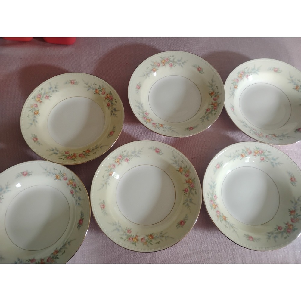 Vintage Homer Laughlin Cashmere Pattern Fruit Bowls Set Of 6 8"